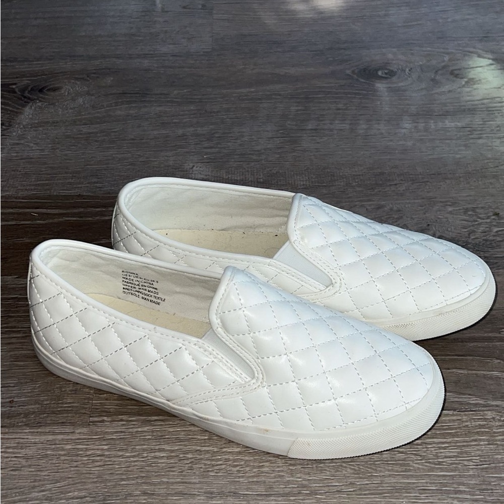 White Quilted Slip-On Sneakers